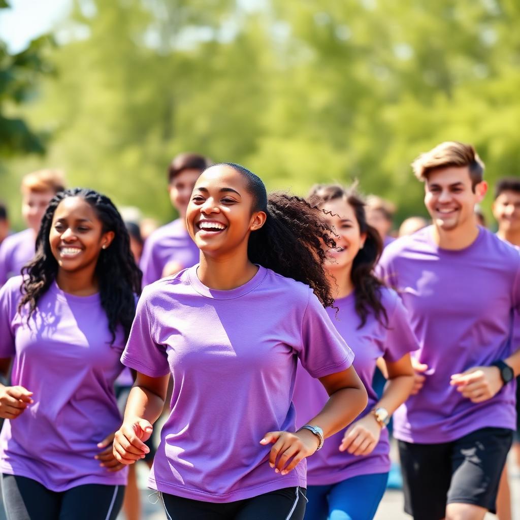 Team taking part in a charity fun run