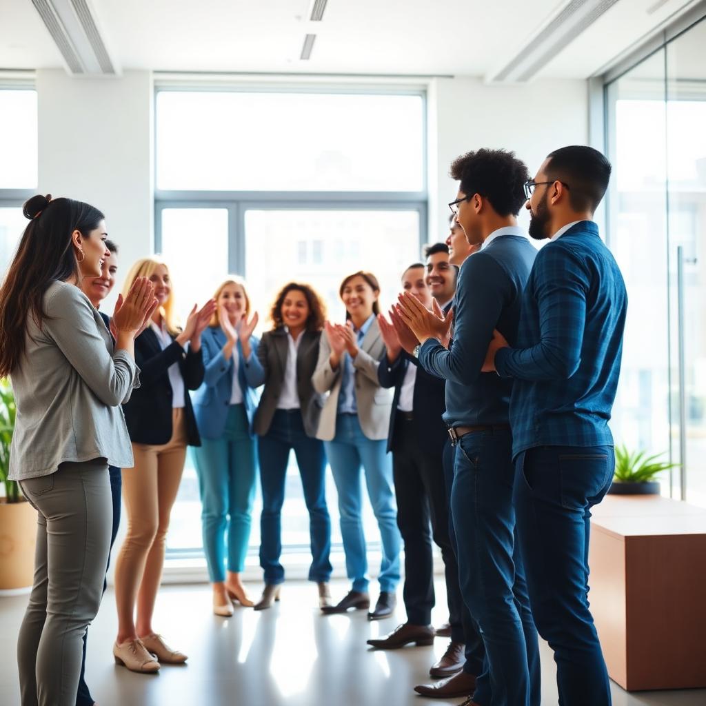 Morning team meeting huddle in the office